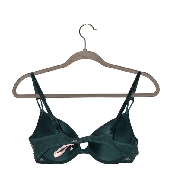 VICTORIA'S SECRET $59 Teal Lace Underwire Push-Up Bra Adjustable 36B - Picture 2 of 3